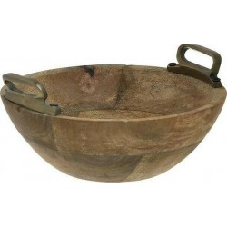 Μπωλ ξύλινο/αλουμ. natural/χρυσό Δ21χ9 INART 3-70-803-0049