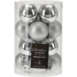 Μπάλα γυάλινη ασημί γυαλιστερή/ματ S/16 Φ3,50εκ JK Home Decor 910173