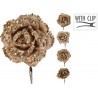 Λουλούδι τριαντάφυλλο σαμπανί με γκλίτερ σετ/4 με κλιπ 11Χ11Χ 15εκ JK Home Decoration 963230