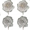 Λουλούδι λευκό με ασημί γκλίτερ σετ/4 με κλιπ 11Χ11Χ 15εκ JK Home Decoration 962769