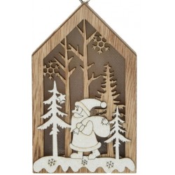 Στολίδι ξύλινο σπιτάκι "Αγιος Βασίλης" με led 6,2Χ2Χ10 εκ JK Home Decor 685064-B