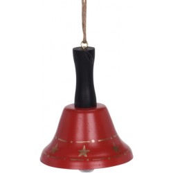 Καμπανάκι μεταλλικό κόκκινο με ξύλινο χέρι Φ6,50 Χ8,50 εκ JK Home Decoration 692451-A