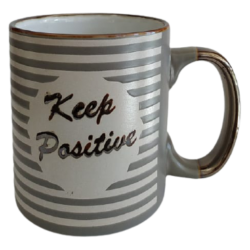Κούπα μεγάλη πορσελάνης 620 ml ριγε γκρί "Keep Positive " JK Home Decoration 968693-2