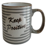 Κούπα μεγάλη πορσελάνης 620 ml ριγε γκρί "Keep Positive " JK Home Decoration 968693-2