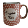 Κούπα μεγάλη πορσελάνης 620 ml καρδιές/ροδακινί σκούρο "Dream Big " JK Home Decoration 968693-4