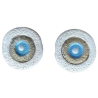 Χάντρα κεραμική πλακέ μάτι σετ/2 μπεζ/χρυσό/γαλάζιο Φ3 εκ 28234-3