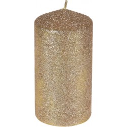 Κερί παραφίνης χρυσό glitter κολώνα Φ7Χ14 εκ JK Home Decoration 653377G