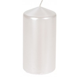 Κερί λευκό περλέ παραφίνης κολώνα Φ7Χ14 εκ JK Home Decoration 653414