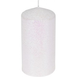 Κερί λευκό glitter παραφίνης κολώνα Φ7Χ14 εκ JK Home Decoration 653414G