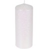Κερί παραφίνης λευκό με glitter κολώνα Φ7Χ18 εκ JK Home Decoration 653506-2