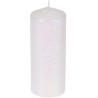 Κερί παραφίνης λευκό με glitter κολώνα Φ7Χ18 εκ JK Home Decoration 653506-2