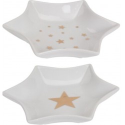 Μπωλάκι πορσελάνης σετ/2 αστέρι λευκό/ χρυσό 15Χ15Χ2,5 εκ JK Home Decor 128233-2