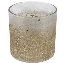 Κερί αρωματικό (sweet treat ) σε γυάλινο ποτήρι με glitter χρυσό Φ15Χ15 εκ. JK Home Decoration 084393-2