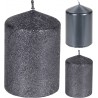 Κερί γκρι σκούρο glitter παραφίνης κολώνα Φ7Χ10 εκ JK Home Decoration 653339-1