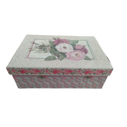 Μπάλες ροζ με λουλουδάκια σετ/6 σε κουτί δώρου Φ8 εκ JK Home Decoration 55318