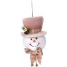 Χιονάνθρωπος φελιζόλ με καπέλο ροζ βελούδο & φιόγκο κρεμαστός 40 εκ JK Home Decoration 047197