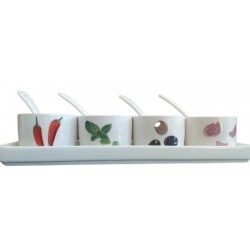 Μπωλάκια ντιπ με κουταλάκι σε δίσκο 25Χ6,5Χ5,5 JK Home Decoration