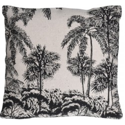 Μαξιλάρι βαμβακερό μπεζ/μαύρο με γέμισμα "Palm Trees" 45Χ45εκ JK Home Decoration 506109B