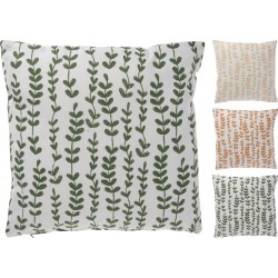 Μαξιλάρι βαμβακερό πράσινο/άσπρο με γέμισμα σχέδιο "leaf" 45Χ45εκ JK Home Decoration 168144B