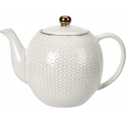 Τσαγιέρα stoneware 1100ml/37.2 oz μπεζ ανάγλυφα JK Home Decoration 849565-1