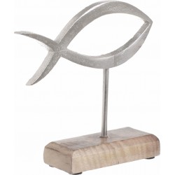 Ψάρι μεταλλικό σε ξύλινη βάση 18x5x17cm INART 3-70-357-0083