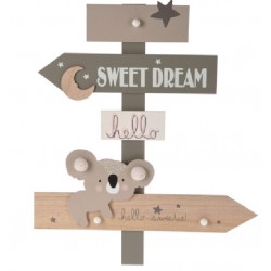 Διακοσμητικό ταμπελάκι "Κοάλα Sweet Dream" με κρεμάστρα MDF 44x5.6x51.50 εκ JK Home Decoration 197601-1