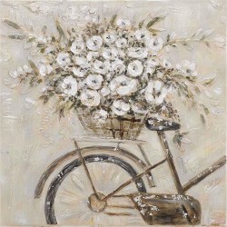 Πίνακας καμβάς "ποδήλατο/λευκά λουλούδια" 80χ80 INART 3-90-006-0181