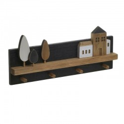 Κρεμάστρα /ράφι ξύλινη natural/μαύρη 40χ4χ17 INART 4-70-727-0030