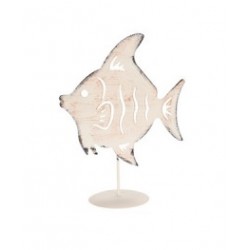 Ψάρι μεταλλικό σε βάση μπεζ/χρυσό 18x24εκ JK Home Decoration 834363-1