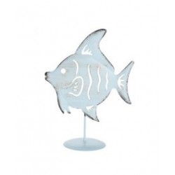 Ψάρι μεταλλικό σε βάση γαλάζιο/χρυσό 18x24εκ JK Home Decoration 834363-2