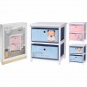 Συρταριέρα παιδική mdf λευκή με 2 υφασμάτινα συρτάρια γαλάζια τιγράκι 41Χ33Χ43 εκ JK Home Decoration 591952-2