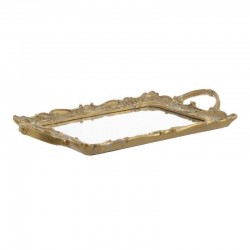 Δίσκος με καθρέπτη αντικέ χρυσός polyresin 39x25x3 INART 3-70-634-0020