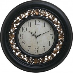 Ρολόι τοίχου πλαστικό μαύρο/χρυσό Φ50 INART 3-20-385-0071