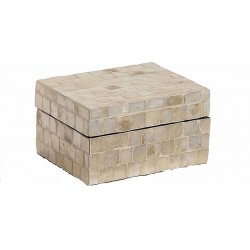 Κουτί ξύλινο με μπεζ φίλντισι 15,5Χ10Χ6εκ Inart 3-70-564-0028