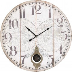 Ρολόι τοίχου ξύλινο natural-λευκό Δ58εκ INART 3-20-773-0160