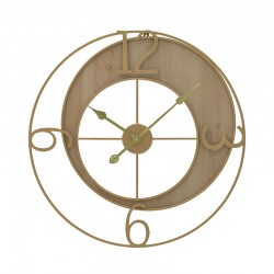 Ρολόι τοίχου ξύλο/μέταλλο χρυσό/natural 60εκ INART 3-20-098-0299