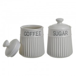 Βάζα ζάχαρης/καφέ ΣΕΤ/2 ΤΕΜ κεραμικά λευκά 11x16εκ INART 6-60-690-0016
