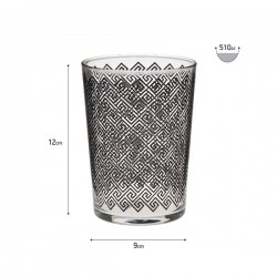 Ποτήρια νερού Σετ 6 γυάλινα διάφανα με μαύρα σχέδια 9x12εκ Inart 6-60-961-0018