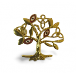Μεταλλικό στοιχείο για γούρι "δέντρο με μάτι" χρυσό/κόκκινο 5,5x4,5εκ 2023011