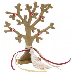 Γούρι δέντρο της ζωής ξύλινο mdf με κόκκινα ματάκια 15x18εκ JK Home Decoration 57044