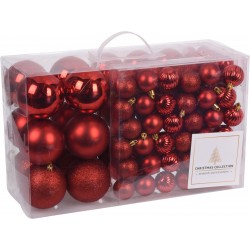 Μπάλες χριστουγεννιάτικες πλαστικές σετ 94 κόκκινες JK Home Decoration 640537