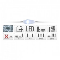 Λαμπάκια Μπαταρίας σύρμα 40microled με λευκό φωτισμό 2m JK Home Decoration 586053
