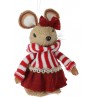 Ποντικάκι χόρτινο κορίτσι με κόκκινα ρούχα 10x8x17εκ JK Home Decoration 324625a