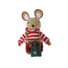 Ποντικάκι χόρτινο αγόρι με κόκκινα ρούχα 10x8x17εκ JK Home Decoration 324625b