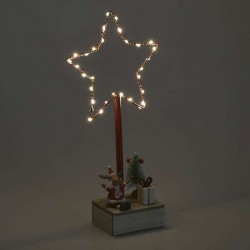 Αστέρι LED ξύλινο/μεταλλικό κόκκινο/φυσικό με ταρανδάκι 15x7x39εκ INART 2-70-822-0048
