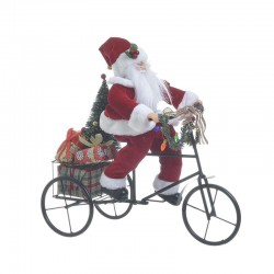 Άγιος Βασίλης σε ποδήλατο υφασμάτινος/μεταλλικό κόκκινος/λευκός 36x19x40εκ INART 2-70-832-0034
