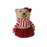 Αρκουδάκι χόρτινο κορίτσι με κόκκινα ρούχα 10x8x17εκ JK Home Decoration 324403a