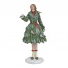 Φιγούρα γυναικεία XMAS resin πράσινο φόρεμα δέντρο με πουλιά 11x9x23εκ INART 2-70-922-0028