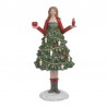 Φιγούρα γυναικεία XMAS resin πράσινο φόρεμα δέντρο με κεριά 11x9x23εκ INART 2-70-922-0029
