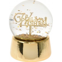 Χιονόμπαλα χρυσή resin/γυαλί "WARM WISHES" 10x10x13εκ JK Home Decor 884955b
